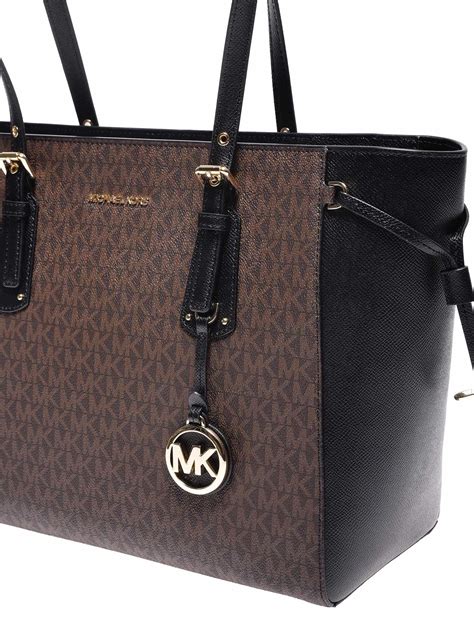 michael kors black white and brown bag|Michael Kors black tote handbag.